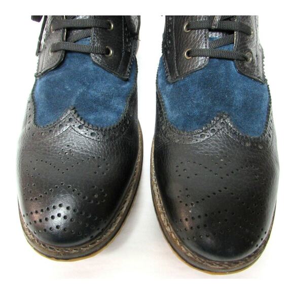 Satori men\'s size US 11-12 EU 45 leather ankle boots wing tip blue and black main image 5